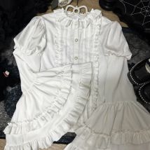 Japanische süße Mädchen Kawaii süße Lolita Flare Ärmel Blusen viktorianischen Y2k ästhetische Rüschen Shirts Tops Frauen JK lose Blusas