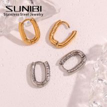 Sunibi Edelstahl Ohr stecker für Frauen verhindern Allergie Mode Vintage handgemachte U-Form Ohrring Kreis Braut schmuck