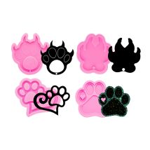 1pc Pfotenabdruck mit Herz Schlüsselloch Silikonform für DIY Epoxidharz Gießen Handwerk Schmuck Schlüsselanhänger, Süßigkeiten Schokolade Kuchenform