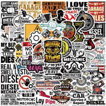 50PCS Diesel Mechaniker Cooles LOGO Marke Graffiti Aufkleber Auto Laptop Motorrad Kühlschrank Skateboard Koffer Wasserdichte Aufkleber