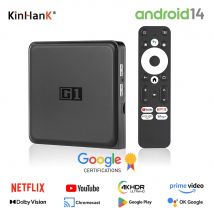 Kinhank G1 Android TV Box z Netflixem 4K Certyfikat Google Amlogic S905X4 4+32G WiFi6 Odtwarzacz multimedialny Dolby Vision
