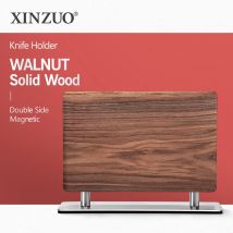 XINZUO legno massello di noce con portacoltelli magnetico da cucina in acciaio inossidabile 430 facile da riporre Design a doppio lato confezionato saldamente