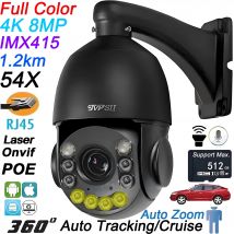 ONVIF Metallo Doppia Luce a Colori Tracciamento Automatico Crociera 8MP 4K 54X Zoom Ottico 360 °   Telecamera IP di sorveglianza Speed Dome POE PTZ