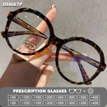 Fashion Reading Glasses Women Round Customizable Photochromic Anti Blue Light Prescription Optical Glasses Large Frame Eyewear
