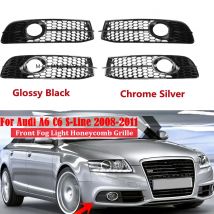 Frontgrill Für Audi A6 C6 S-line S-Facelifted 2008-2011 Front Stoßstange Nebel Licht Lampe Grille Abdeckung Waben 4F 0807681 Q01C