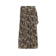 Elegant Printed Lace Up Long Pleated Skirts Women Loose High Waist A-line All-match Skirt 2025 Autumn Lady Party Evening Clothes