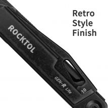 ROCKTOL Gen-R Lite, Retro Black EDC Pocket Knife VG10 Blade, 15-in-1 Multi-tool with Screwdrivers Scissors Glass Breaker