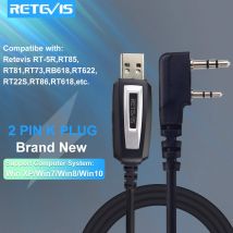 Retevis TK3107 Walkie Talkie Zweipoliges USB-Programmierkabel für Baofeng UV-5R UV-82 Retevis H777 RT22 RT81 für Win XP/7/8 System