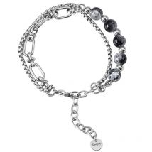 ZAKOL Trendy Ball Crystal Beaded Chain Bracelets For Women Men Black Link Metal Bangles Strand Wristlet Jewelry Gifts Festival