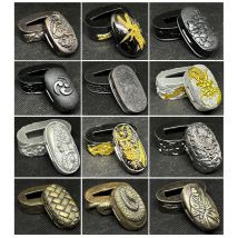 Hochwertige Legierung Katana Butt Cap Fuchi Kashira Griff Kragen für japanische Schwert Samurai Wakizashi Katanas Schwerter Armaturen