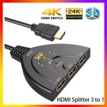 3 Port 4K HDMI 2.0 Kabel Auto Splitter Switch Switcher 3x1 Adapter HUB 3D 3 auf 1 Out Geräte für Monitor PS4 XBox PS5 Schwarz