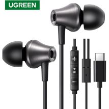 UGREEN Przewodowe słuchawki douszne USB typu C 3,5 mm z mikrofonem, przewodowe słuchawki douszne HiFi Stereo, dla większości z gniazdem 3,5 mm
