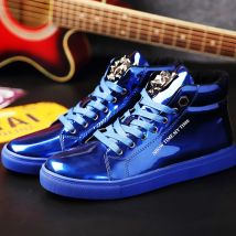 Trend Blau Herren High Top Sneakers Streetwear Designer Helle Schuhe Für Männer Große Größe 39-47 Leder Flache Mann Skateboard Schuhe