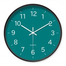 Runde, minimalistische blaugrüne Quarz-Wanduhr, klassisches, schlichtes Dekor (Batterien nicht im Lieferumfang enthalten), 25,4–40,6 cm