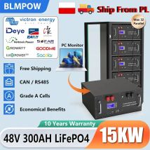 Akumulator LiFePO4 48V 300AH 15KWH, bateria litowa solarna 51.2V 100AH 200AH, ponad 6000 cykli z BMS 16S 200A do falownika, magazyn UE
