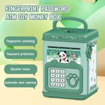 Bonita máquina ATM con contraseña de huella digital, caja de seguridad con asa, caja de monedas de música ATM, banco con huella dactilar Digital