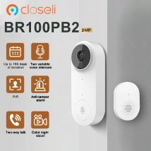 Closeli BR100PB2 Campanello WiFi da 2 MP Telecamera senza fili Allarme Sicurezza Visione notturna Ultra HD Rilevazione PIR Conversazione bidirezionale Sicurezza domestica