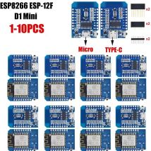 1-10PCS ESP8266 D1 Mini WIFI Entwicklung Bord TYPE-C/Micro ESP-12F CH340G V2 Modul Wemos D1 mini Nodemcu Iot Bord Für Arduino