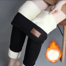 Frauen Lamm Fleece Leggings nahtlose hohe Taille thermische Winter warme Legging solide Lamm Fleece Freizeit hose weibliche Streetwear