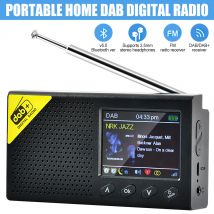 Portable DAB DAB+ Digital Radio Rechargeable Pocket FM Radio Bluetooth Music Player with 2.4in LCD Display Screen Alarm Clock