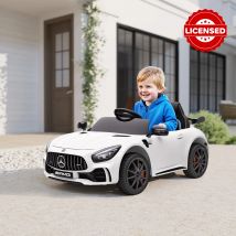 Auto elettrica Aiyaplay per bambini +3 anni Mercedes-Benz Amg Gtr con licenza bianca