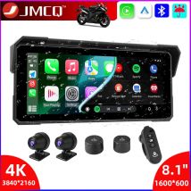 JMCQ Portatile da 8.1 pollici IP67 Impermeabile Moto 4K DVR Navigazione GPS Wireless Carplay Android Auto Moto Registratore Monitor