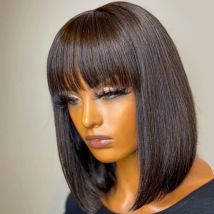 Brasilia nische kurze Bob Perücke mit Pony billige Fransen Perücke volle Maschine gemacht Perücke für Frauen gerade menschliches Haar Perücken Remy Haar Perücke Verkauf