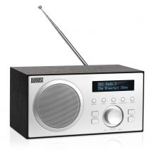 August MB420 DAB FM Bluetooth Madera Radio Terrestre USB, Reproductor Digital y Analógico Hifi Despertador Auricular Jack-Negro