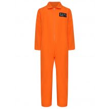 Kids Halloween Prisoner Cosplay Costume Jailbird Inmate Prison Uniform Carnival Theme Party Dress Up Long Sleeve Zipper Jumpsuit