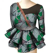 African Print Blouse Tops for Women Fashion 2022 African Tops Dashiki Plus Size T Shirt African Clothes for Women WY8570