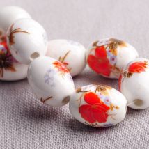 10 stücke 18x12mm Oval Form Blume Muster Keramik Porzellan Lose Handwerk Perlen Lot Für Schmuck, Die DIY erkenntnisse