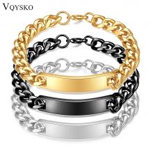 VQYSKO Bracciale partner personalizzato realizzato in acciaio inossidabile Bracciale stagionato per coppie Ciondolo piatto Natale per uomo