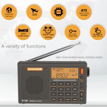 SIHUADON R-108 Radio FM Stereo Digital Tragbare Radio AM SW Air Radio Empfänger Alarm Funktion Display Uhr Temperatur Lautsprecher