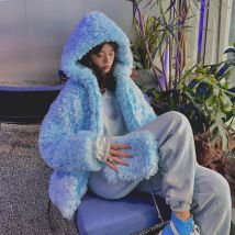 Herbst Winter Lamm wolle Kapuze Fleece jacke Damen dicken Reiß verschluss Plüsch Bomber Mantel Strickjacke Ernte Teddy Flock ing Parka Tops 2022