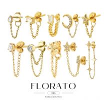 Ohrringe aus 925er-Sterlingsilber, geometrischer Zirkon/Stern, Quastenkette, Ohrringe für Frauen, Retro-Metallohrringe, modischer Party-Schmuck