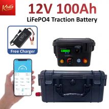 Akumulator litowo-żelazowo-fosforanowy LiFePO4 12V 100Ah, przenośny pakiet akumulatorów do łodzi, akumulator trakcyjny litowo-żelazowo-fosforanowy 1280Wh do silników zaburtowych.