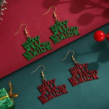 2025, frohes neues Jahr, baumelnde Ohrringe für Frauen und Mädchen, grün, rot, Weihnachtsohrringe, Schmuckzubehör