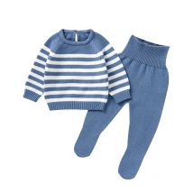 Baby Boys Girls 2pcs Outfits 0-9m Autumn Winter Casual Full Sleeve Sweaters Pullovers Tops+Pants Newborn Infant Knit Clothes Set