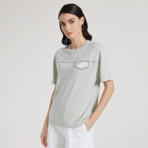 Bc1093 Luxus Damen bekleidung Merino 70% Wolle 30% Seide Damen Woll kleidung gestrickte T-Shirts