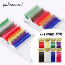 GAHAMACA Colored Eyelashes Extension Red Pink Purple Dark Brown Blue Green Purple Maquiagem Soft Natural Color Lash Cilios