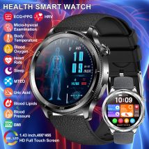 2025 Neue EKG + PPG-Smartwatch, 1,43 Zoll AMOLED-HD-Bildschirm, Blutdruck, Blutfett, Harnsäure, Körperanalyse, Gesundheits-Tracker, Smartwatch