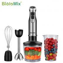 BioloMix 4-in-1-Hochleistungsmixer mit 1200 W, Stabmixer, Mixer, inklusive Zerkleinerer und Smoothie-Becher, Eisklingen aus Edelstahl