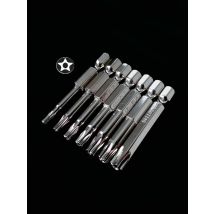 7 Pcs 50mm S2 Magnetic 5 Point Torx Screwdriver Bits 1/4" Hex Shank T10 T15 T20 T25 T27 T30 T40