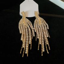 Blatt Strass Quaste Ohrringe für Frauen Temperament Mode Tropfen Ohrringe Tropfen Persönlichkeit Licht Luxus Charms Schmuck Geschenk