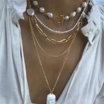 Bohemian Multilayer Unregelmäßige Perlen Multi-Level Goldene Kette Halsketten Vintage Für Frauen Halskette Mode Hochzeit Schmuck Geschenk