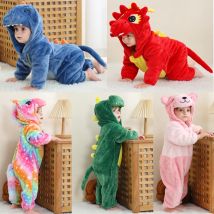 Bambino Delle Ragazze Dei Ragazzi Kigurumi Pigiama 0-4 Anni Per Bambini Degli Indumenti Da Notte di Inverno Del Bambino Pagliaccetti Infantile di Flanella Vestiti Caldi Animale Onesies