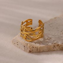 2024 verdrehte wellenförmige Ringe für Frauen Mädchen verstellbarer Edelstahl ring einfache Paar Band ästhetischen Schmuck anillos mujer