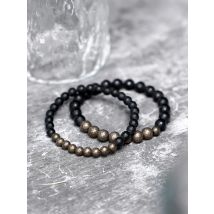 Couple Black Agate Bracelet Facet Matte Beads Handcrafted Antique Brass Charm Metal Punk Stone Lovers Gift For Men Women