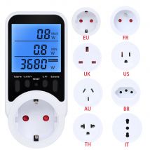 Gniazdo miernika zużycia energii elektrycznej AC z wyświetlaczem LCD, watomierz, tester energii KWH, miernik zużycia prądu elektrycznego, monitor prądu i napięcia.