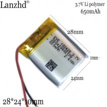1-12 pezzi 102428   Batteria ricaricabile ai polimeri di litio lipo da 3,7 V 650 MAH per navigatore GPS MP3 registratore DVD auricolare e-book camer